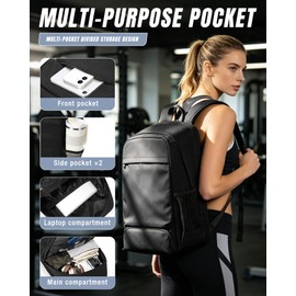 VGCUB Gym Backpack for Women Men with Shoe Compartment and Wet Pocket, Waterproof Lightweight Travel Sports Daypack, Cheer Yoga Workout Bag, Black
