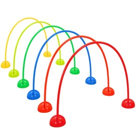 Hiboom 6 Set Multi-Dome Arch Gates Set Include 6 Obstacle Course Arch Gates with 12 Domes Base Rainbow Color Sport PE Equipment for Adult Obstacle Course Outdoor Backyard Lawn Sports Games