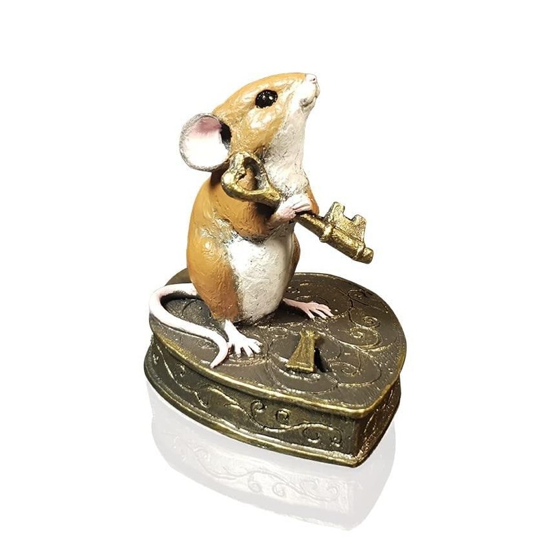 Richard Cooper Studio Cold Cast Bronze Mouse on Heart Padlock