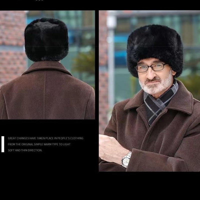 Men Winter Trapper Hat Faux Fur Russian Trooper Hat Furry