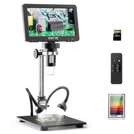 7'' HDMI Digital Microscope,1200X Coin Microscope with IPS Screen, 16MP Soldering Microscope with Lights, 8.5'' Long Stand, View Entire Coin, Compatible with PC/TV, 32GB Card