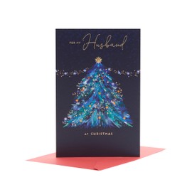 UK Greetings Christmas Card for Husband - Stunning Tree Design