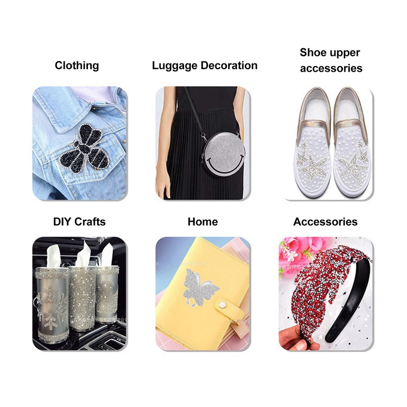 18pcs Bow Knot Rhinestones Patches Silver Black Green Exquisite Iron