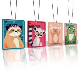 Forest Charger 4PCS Cute Animal Car Air Freshener - Sloth, Lemur, Capybara & Frog Design | Hanging Fragrance for Cars, Closet, Drawer | Non-Toxic Cartoon Auto Accessories.