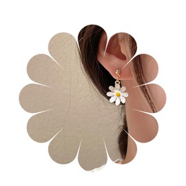 Allereya Vintage Daisy Flower Dangle Drop Earrings Little Daisy Drop Earrings Flower Daisy Earrings Gold Minimal Earrings Jewellery for Women and Girls, Zinc, No Gemstone