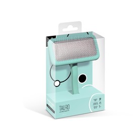 TAURO PRO LINE - Slicker Brush Rectangular L | Premium brush for dogs & cats with soft, flexible cushion ergonomic design. | Included: 1x grooming brush in Mint, Dimensions: Rectangular, 4.7 x 6.6in