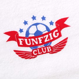 Abc Casa 50th Birthday Gift Towel with Embroidered Football Logo Fifty Club for Men - A Useful Gift for 50 Years - A Wonderful Gift Idea for 50th