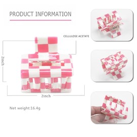 4 Pcs Checkered Hair Claw Clips, Y2K Style, Strong Hold for All Hair Types, Cute Small Hair Clips for Women and Girls (4 Big Checkered)