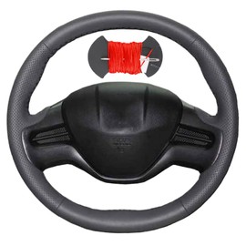 Microfiber Leather Car Steering Wheel Cover Anti-Slip Stitch Wheel Wrap Fit for Honda Civic Civic 8 2006 2007 2008 2009 2010 2011 (2-Spoke),Red