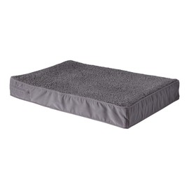 Happy Hounds Oscar Rectangle Orthopedic Foam Sherpa Dog Bed, Medium (42 x 30 in.), Pewter