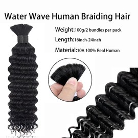 Human Braiding Hair Deep Wave Bundles 16 Inch Human Braiding Hair For Boho Braids Bulk Human Hair For Braiding Curly Bundles Human Hair Boho Hair For Braiding Human Hair For Boho Knotless Braids
