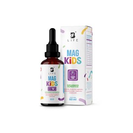 Citrato de Magnesio de 60 ml. 2 meses de consumo. Adicionado con Teanina, Vitamina B1 y Gaba para niños. Sabor Uva. Kids Mag. B Life.