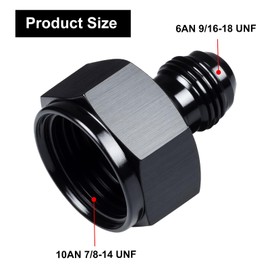 VehiMata 10AN Female to 6AN Male Flare Reducer Fitting Adapter Aluminum Black 2PCS