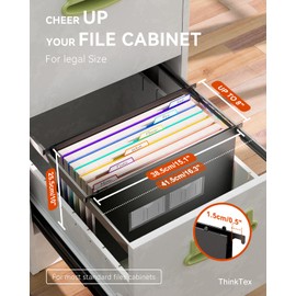 ThinkTex Plastic Expanding Hanging File Folders, 7 Innovative 1.2" Accordion Pockets, Large Capacity, Multi-Color Tabs, Legal Size for Filing Cabinet - 3 Packs