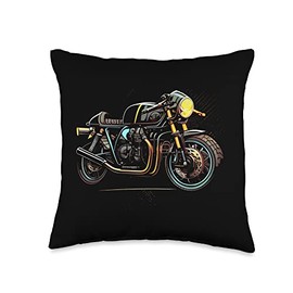 Stylish Retro Vintage Cafe Racer Motorcycle Throw Pillow
