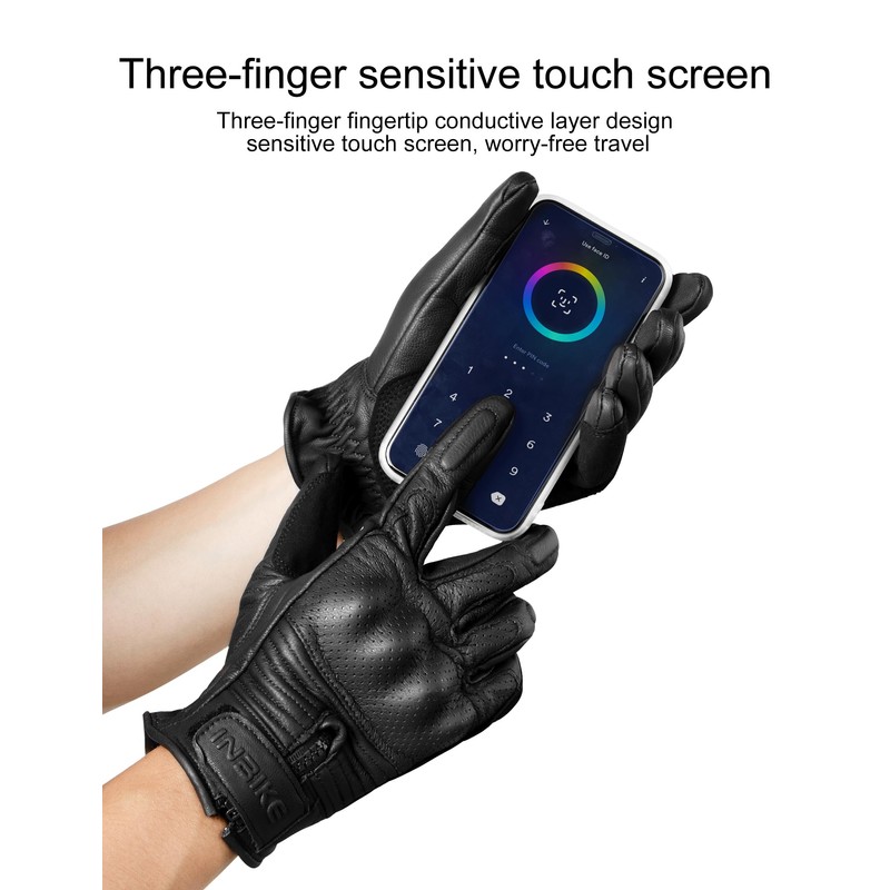 INBIKE Motorcycle Gloves for Men Premium Genuine Perforated Leather Breathable