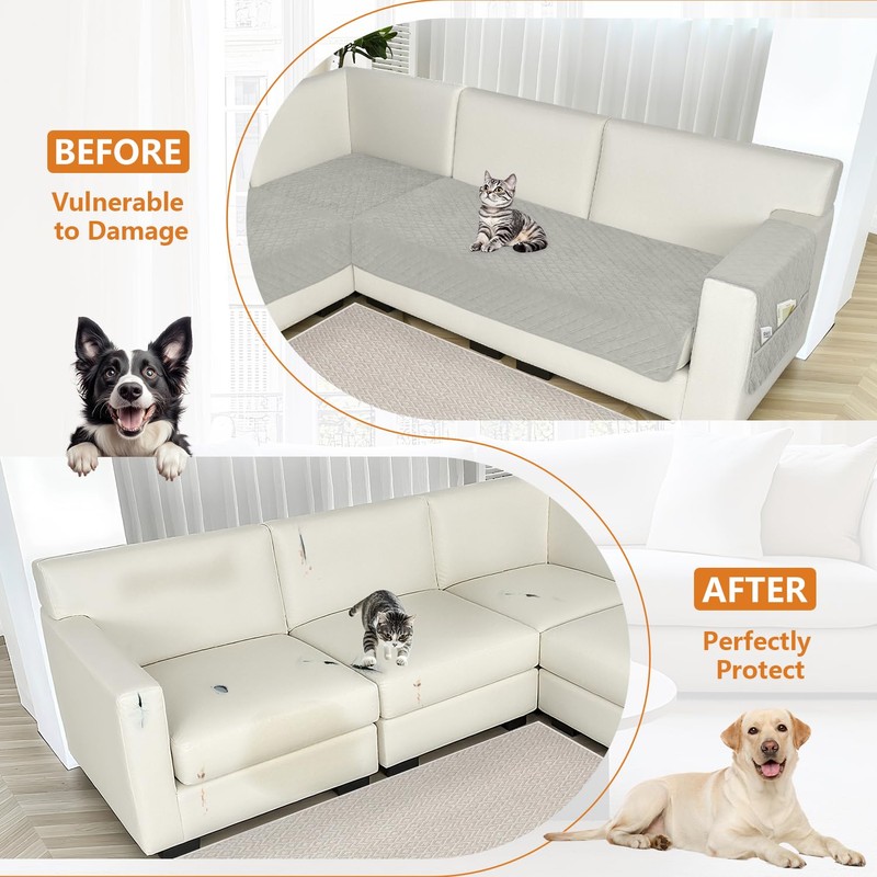 Arfntevss Waterproof Corner Sectional Couch Covers for Dogs Pet L