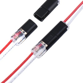 Brightfour Pluggable Low Voltage Wire Connectors, No Stripping 12v 2 Wires Plug-in LED Wire Connectors for AWG 20-24 (12 Pairs)