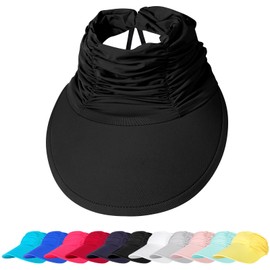 TAGVO Sun Visor Hats for Women, UPF 50+ UV Sun Protection Sun Hat, Wide Brim, Adjustable, Breathable, Ice-Cold, Lightweight Beach Hat that Brings 5 Degrees Celsius on the Head for Women, black, Unit