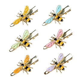 6 PCS Bee Hair Clips Cute Bee Alligator Hair Clips Bee Hair Grips Honeybee Hair Side Clips Metal Hair Grips Cute Hair Accessories For All Hair Types And All Types Of Hair Styles,4 Colors+2 yellow