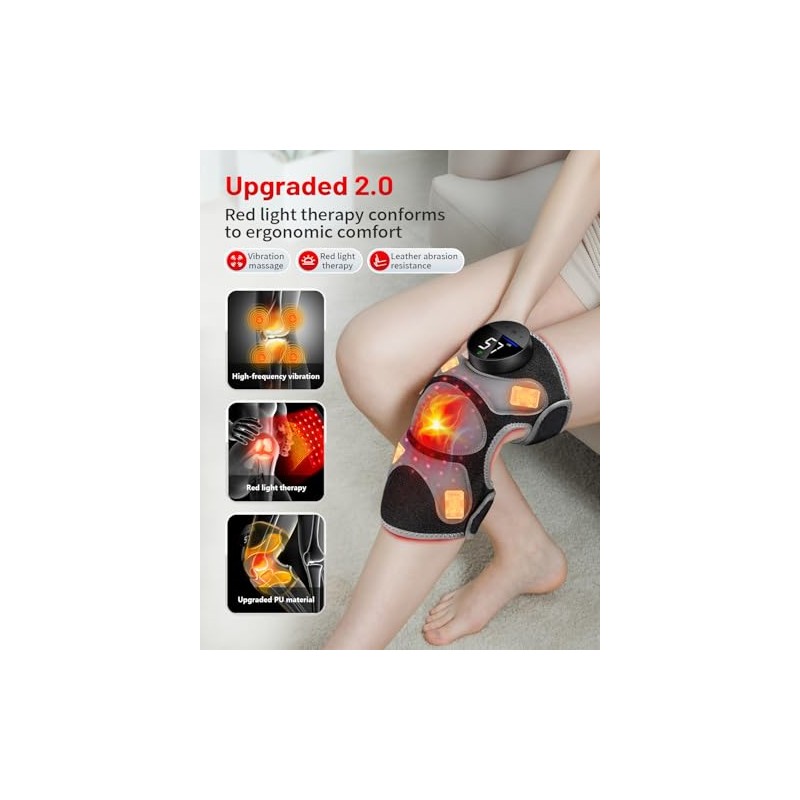 Upgraded PRO Red Light Therapy Knee Brace & 4 Vibration