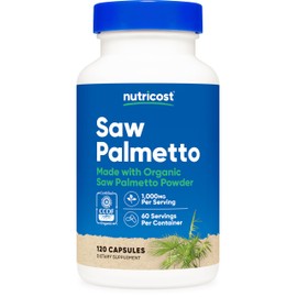 Nutricost Saw Palmetto 1000mg, 120 Capsules - CCOF Certified Made with Organic Saw Palmetto, Vegetarian Friendly, 60 Servings, 500mg Per Capsule, Gluten Free
