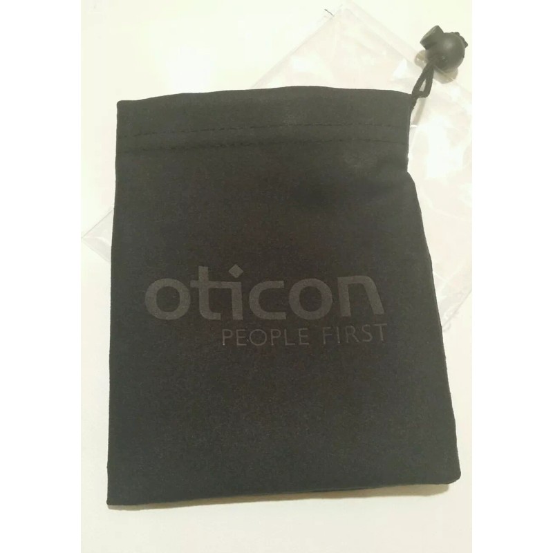 Oticon 2 x BLACK FABRIC SOFT DRAWSTRING POUCH FOR HEARING
