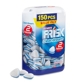 Frisk Clean Breath, Caramelle Dure Gusto Peppermint, Senza Zucchero, Due Ore di Freschezza, Microcompresse con Zinco, con Edulcoranti, 150 caramelle, Confezione da 1