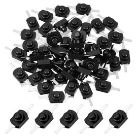 50 PCS Latching Push Button Switch On Off Self-Lock Push Button Mini Micro Switch on Off DC 30V 1A Micro Push-Button Switchs for DIY SMD Flashlight Type Light Lamp Wall Outlet, Black - 1208YD
