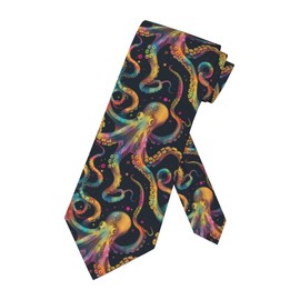 NiuKom Colorful Octopus Ties for Men Cool Necktie Great For Groom, Missions, Dances,Work, Party, Dance, Gift