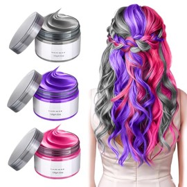 Kit De Cera Para Teñir El Cabello Temporalmente, 3 Piezas De Tinte Para El Cabello Y Crema De Maquillaje Para Peinados Instantáneos, 4,23 Oz De Pomada