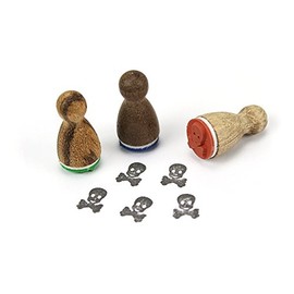 Stemplino® Mini Stamp - Skull Motif - 12 mm Diameter - Wooden Stamp Children's Stamp Bullet Journal Stamp with Skull Motif
