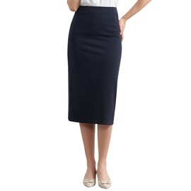ZXIHZF Women’s Classic Below Knee Pencil Skirt of Business Casual Outfits (US, Alpha, Medium, Regular, Regular, Navy Blue)