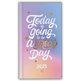 2025 Diary Slim Week to View Fashion soft padded hardback vintage Diary (Happy Vibes)