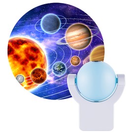 Projectables LED Space Night Light Projector, Dusk-to-Dawn Sensor, Auto On/Off, Projects Image Featuring Mercury, Venus, Earth, Mars, Saturn & Neptune on Ceiling, Wall, or Floor, Blue/Silver, 11282