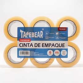TAPEBEAR - Cinta Adhesiva Transparente para Empaque, 6 Rollos de 48 mm x 150 m