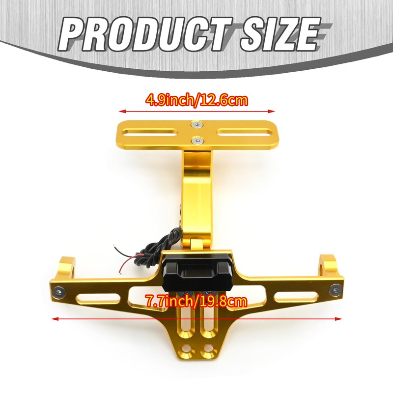 EATAKWARD Universal Motorcycle License Plate Bracket Holder, Gold License Plate