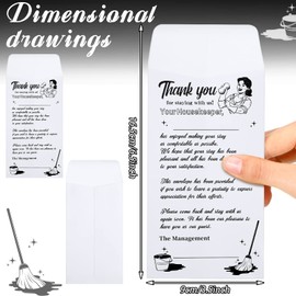 Fainne 600 Pack Housekeeping Thank You Tip Envelopes, Cash Self Adhesive Tip Envelopes for Hotel Motel Coin Seed Money Gratuity Key Cards Saving, White with Black Ink, 3.5 x 6.5 Inches