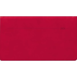 Horizontal Timer Touch Coral Red 2024 - Pocket Calendar 15.6 x 9 cm - Separate Address Book - Weekly - 128 Pages - Landscape Planner - Alpha Edition