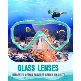 RIOROO Children's Diving Goggles, Fog and Leak-proof Diving Mask with Nose Mask, 180° High-Definition Panoramic Glasses, Swimming Goggles for Boys, Girls and Teenagers Aged 4-14