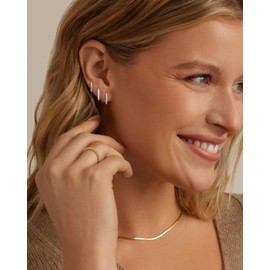 Gokeey Small Gold Huggie Hoop Earrings Set 14K Gold Plated CZ Earrings Hypoallergenic Lightweight Twist Silver Huggie Hoops Earrings for Women Jewelry Gifts