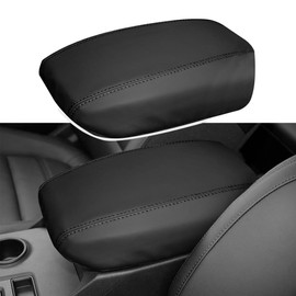 DEYTOP Center Console Cover for Ford Ranger 2024 Accessories Car Center Console Cover for 2024 Ranger Accessories Armrest Pad (Black with Black Stitches)