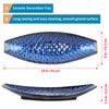 Sanbege 16" Large Ceramic Decorative Tray, Long Boat Shaped Centerpiece