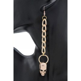 Unbranded Women Earring Set Gold Metal Chain Links Hook Skeleton Skull Charm Rocker Gothic