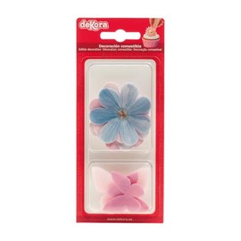 Dekora, Flores y Mariposas Lilas de Oblea, Flores Comestibles, Decoraciones para Pasteles
