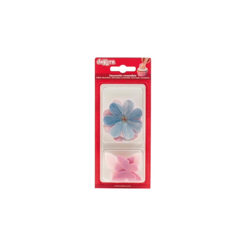 Dekora, Flores y Mariposas Lilas de Oblea, Flores Comestibles, Decoraciones