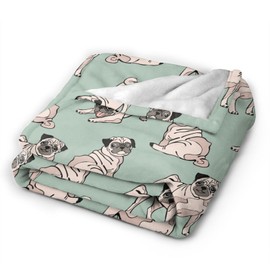 Gbuzozie Cute Dogs Fleece Blanket Lightweight Ultra-Soft Pug Lovers Throw Blanket for Sofa Couch Bed Camping Travel - Super Soft Cozy Microfiber Blanket 50"X40"