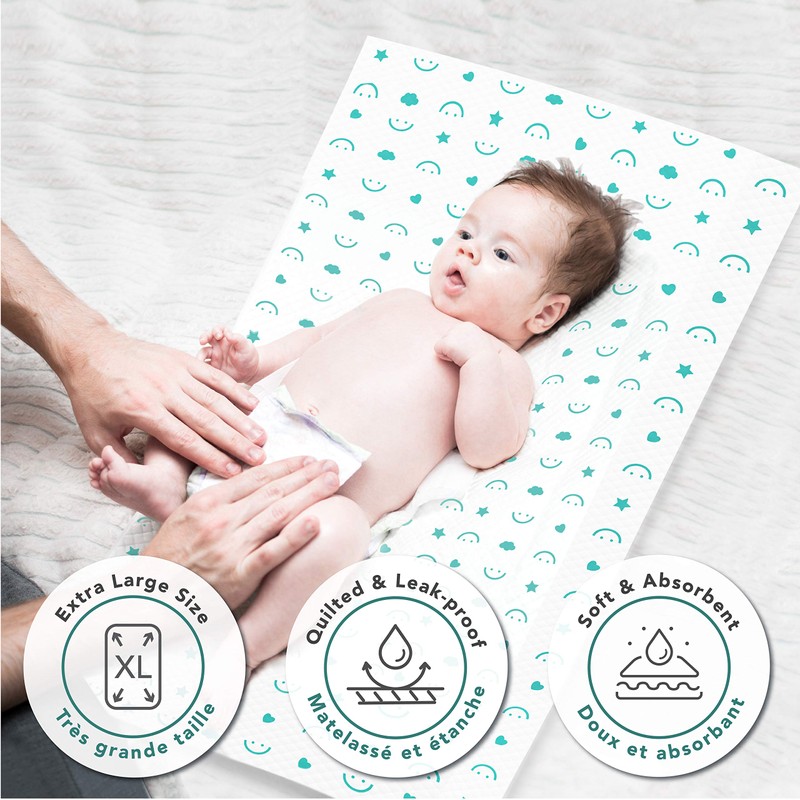 Baby Works - Disposable Change Pads, Waterproof & Leak-Proof Changing
