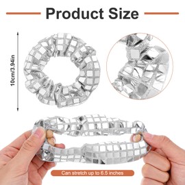 Sparkly Crystal Scrunchie Hair Tie - 6 Pack Sequins Scrunchies Elastic Hair Bands - 80s 90s Ropes Ponytail Holder Accessory - For All Hair Types and Textures - Silver-White, Rose Pink, Rose Gold