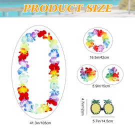 Niwieoi 7 Pcs Hawaiian Fancy Dress,Hawaiian Fancy Dress Women,Flower Necklace Hawaii,Hibiscus Hair Clip, Pineapple for Adults Fancy Dress Supplies Party Summer Beach Tropical Party Decoration
